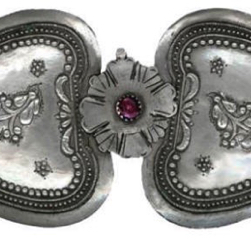 2-1 Two-piece Clasp - Peasant Silver & Glass OME - from the South Balkans (7-1/8 x 3-7/8")