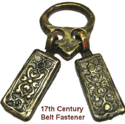 2-2 17th c. Bronze Belt Clasp (Was riveted to Belt) (2") (Ref. 3)