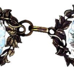 2-1 Two-piece Clasp - Shell on Brass with Glass Eye (4-/4 x 1-1/2")