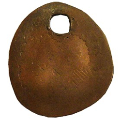 5-1 Back Types - One hole at top - 1899 Copper Penny - Possible curtain weight or sewn into dress hem (7/8")