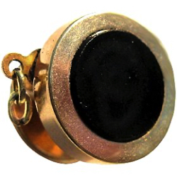 6-1.1 Non-separable - Hinged Foot with
Pin and most of chain missing - Black Glass in brass (7/8")