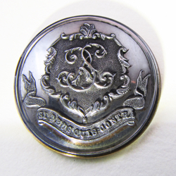 25-5.1.3 Lozenges - Widow of Royal Bloodline (family motto on banner) - monogram - unusual lozenge shape - silver-plated copper - 1"