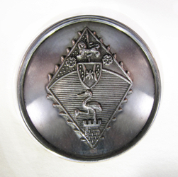 25-5.1.3 Lozenges - Widow Heiress of a Gentleman (Escutcheon of Pretense, heater-shaped shield) - three sections in the lozenge - silver-plated copper - 1"