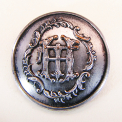 25-5.1.3 Lozenges - Maiden (no half or quarterings in lozenge) - Family Initials inside lozenge - silver-plated copper - 1"