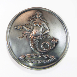 25-5.2.2.4 Other pictorials (corresponds to Sec. 20 - Fabulous creatures) - Mermaid surmounting a full circle torse - silver-plated copper - 1"