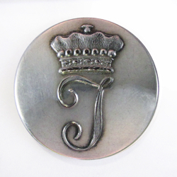 25-5.3.2 Initials, monograms (by themselves, no crest present) - One Initial with a Viscount Coronet - silver-plated copper - 1"