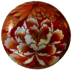 8-0 Obi Dome - Glazed Ceramic with Gold Paint (2")